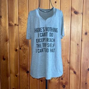 Casual Women's Top funny witty gray women’s T-shirt size large graphic tee